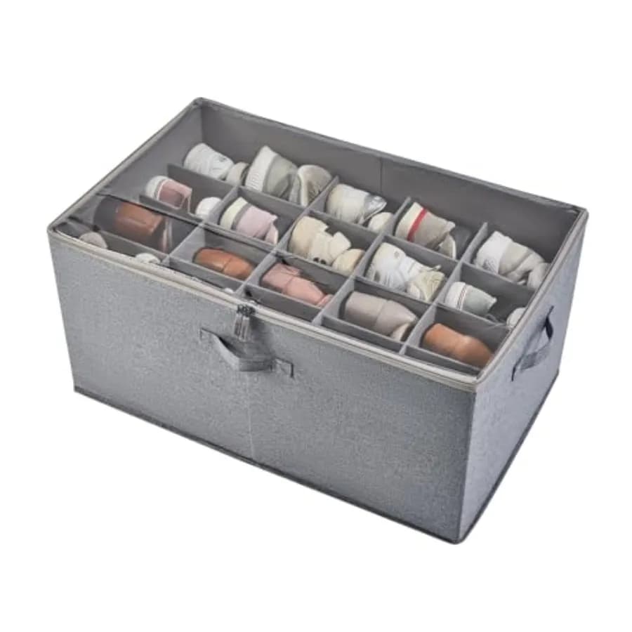 Shoe Storage Organizer for Closet Shoe Box Organizer Space Saving Foldable Shoe Rack Shoe Storage Cabinet with Clear Cover and