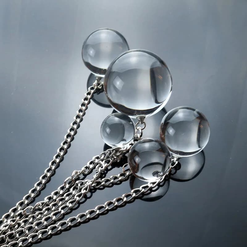 Sfera vaginale in cristallo 25/30/35/40/50mm con catena in metallo prostata anale stimolare Unisex giocattoli intimi per adulti per donne uomini