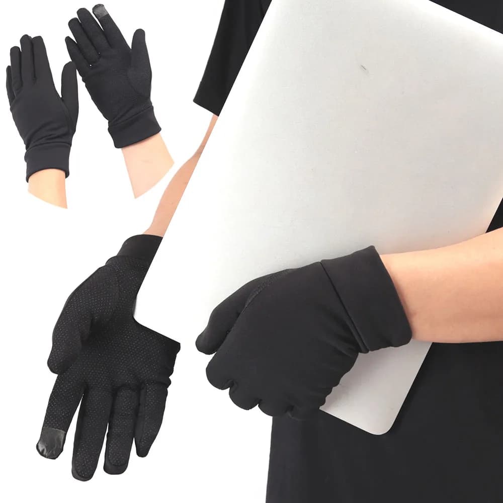 1 pair of black slim thermal gloves men's touch screen outdoor anti-slip guide cycling hot gloves anti-slip resistant windproof