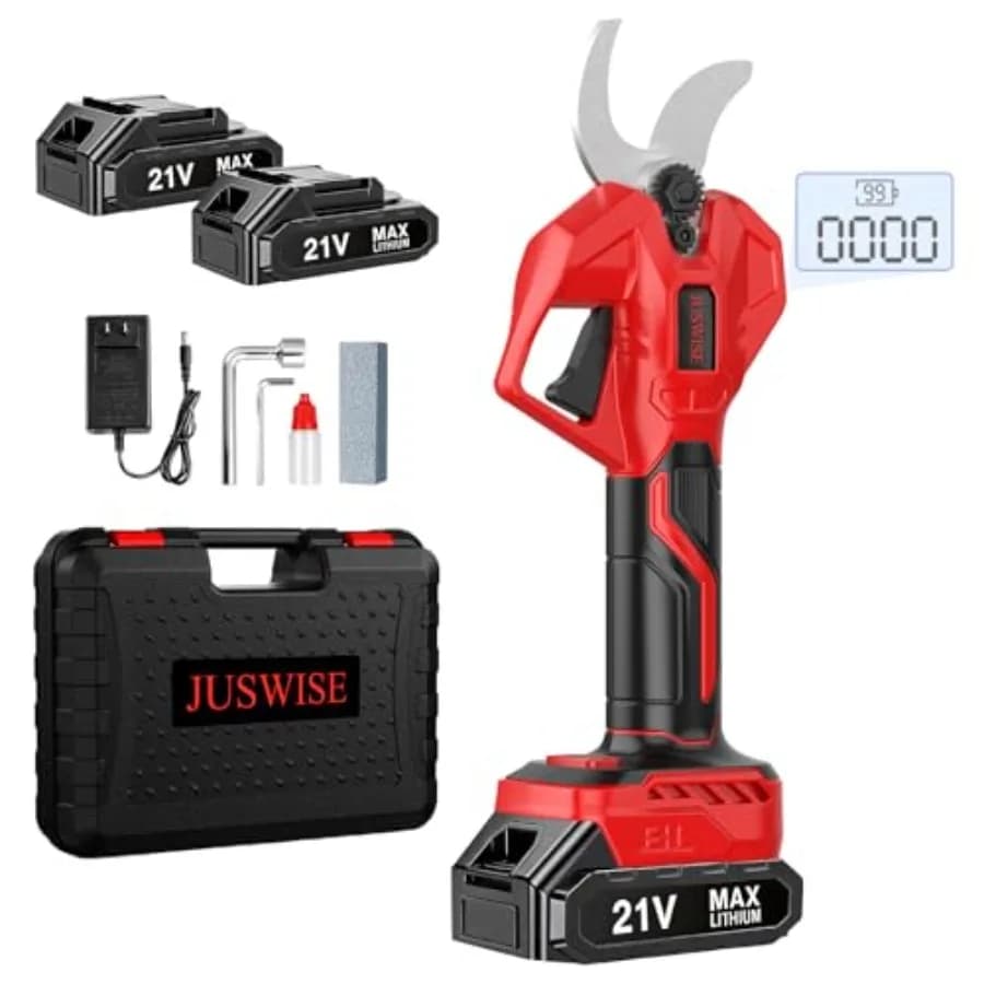 2 inch (50 mm) electric pruning scissors of cutting diameter, with LCD display, 2 batteries from 2.0 Ah, wireless, brushless.
