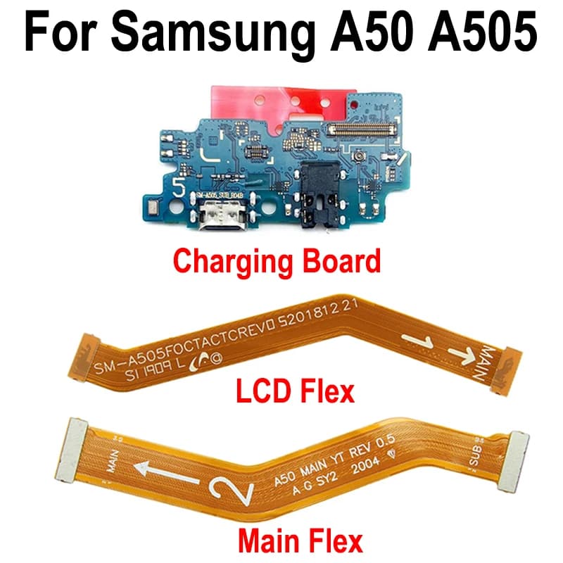 GEFENSI Per Samsung Galaxy A50 A505F SM-A505FN/DS USB Micro Caricatore Porta di Ricarica Dock Connettore Microfono Display LCD Boa Principale