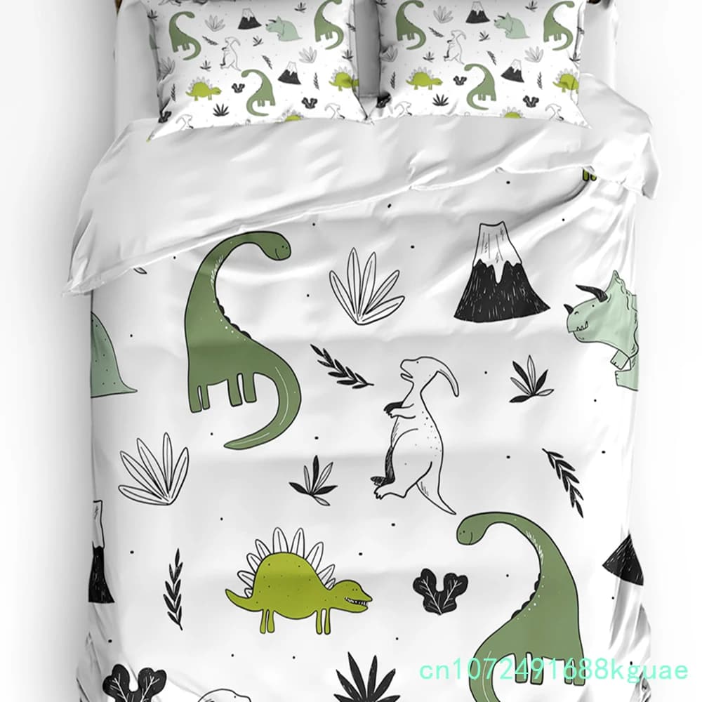 Animal Green Dinosaur Plant Duvet Cover Bed Bedding Set Home Textile Quilt Cover Pillowcases Bedroom Double Bedding Set No Sheet