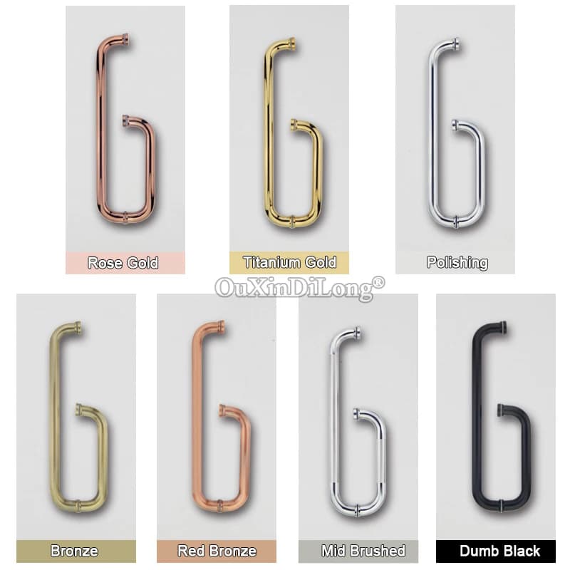 Maniglie per porte scorrevoli da bagno in acciaio inossidabile 304 Maniglie per porte scorrevoli in vetro per cabina doccia a forma di L, portasciugamani per vetro da 8 ~ 12 mm