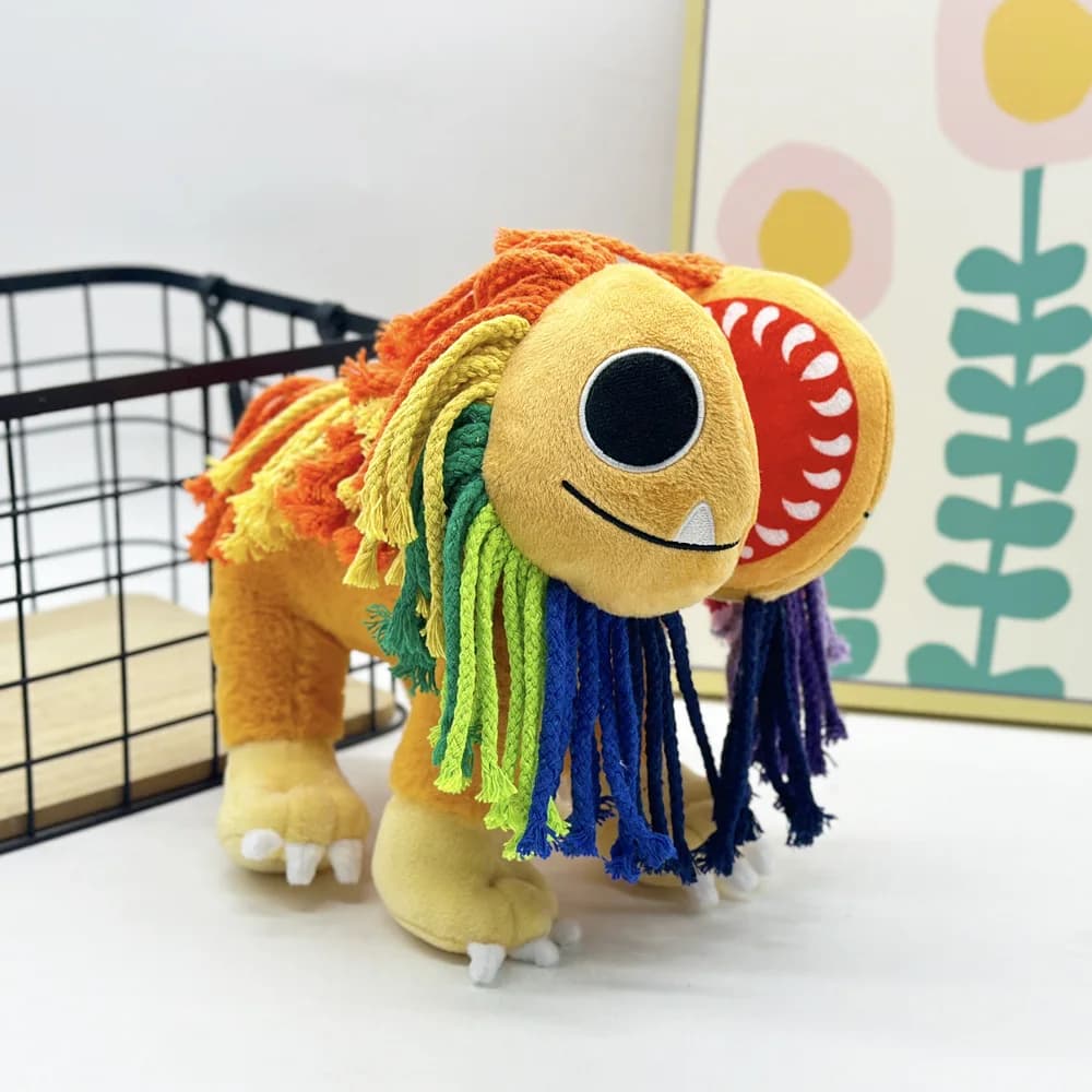 Peluche Yarnaby da 25 cm, Bambola Nightmare Critters, Leone Colorato Sorridente, Cuscino Decorativo per Camera da Letto e Divano, in Cotone PP, Regalo di Compleanno, Giocattoli per Bambini
