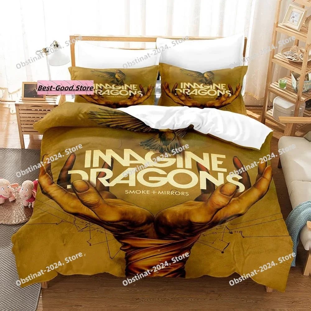 Set biancheria da letto Imagine Dragons Set letto singolo doppio completo Queen King Size Set copripiumino per camera da letto per bambini adulti Set lenzuola con stampa 3D