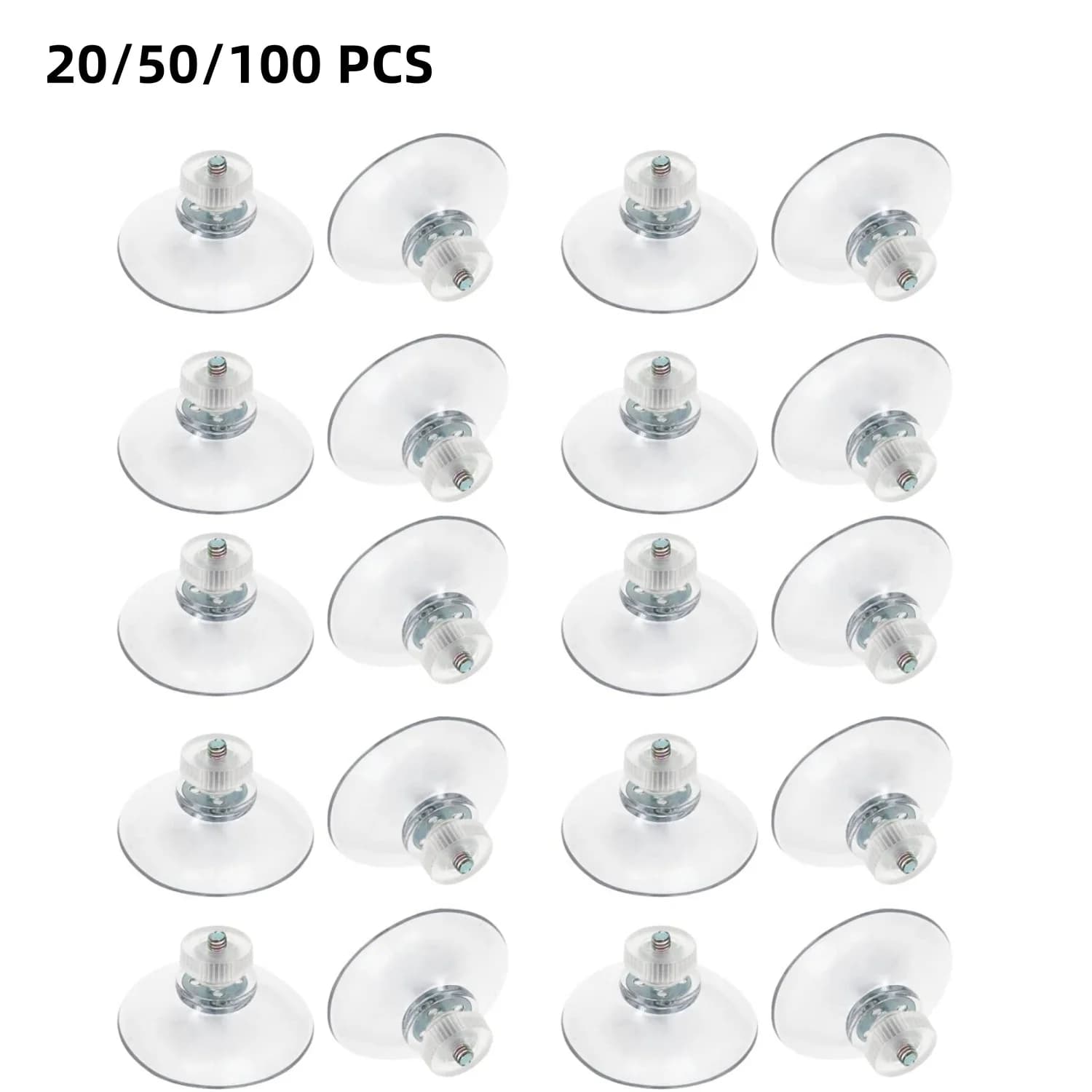 20/50/100 Pezzi Ventose in Plastica con Vite 25/32/41/53 mm, Supporti Adesivi Trasparenti in PVC con Vite e Dado