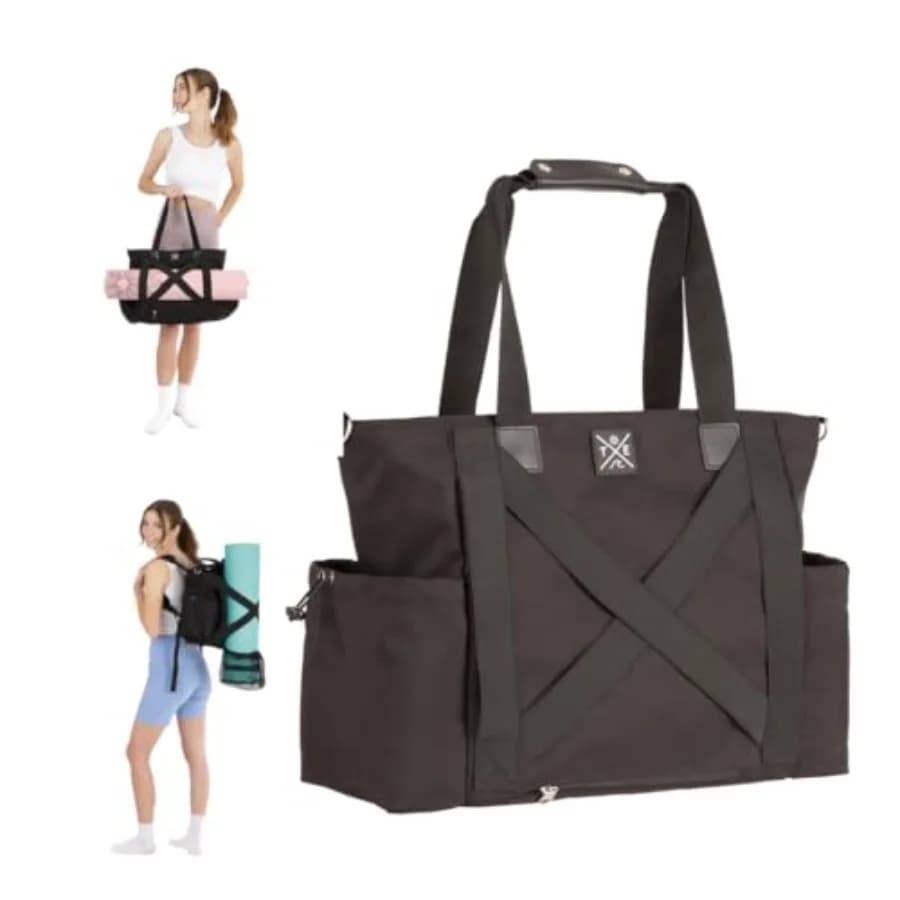 Borsa per Tappetino Yoga 4-in-1: Zaino, Borsa a Tracolla, Borsa a Mano, Borsa a Spalla, Resistente all'Acqua, Durevole, con Tasche, Adatta per Tappetini Spessi e XL