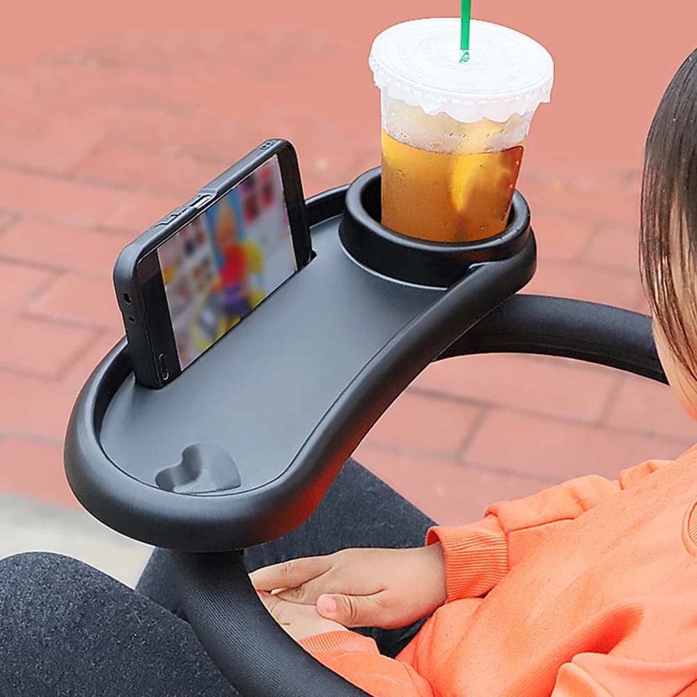 Portabicchieri 3 in 1 per passeggino, vassoio rimovibile per pasti e snack, porta bevande per passeggino