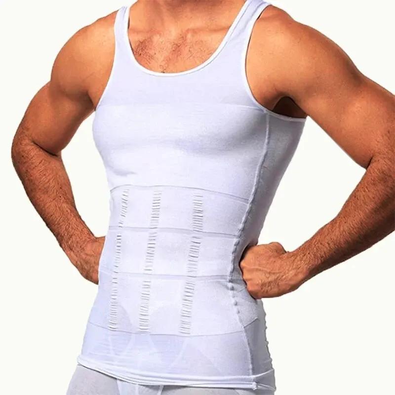 Men's Compressive Canotta Without Stitching, Contenitiva per Pancia e Vita, Sottoveste Modellante