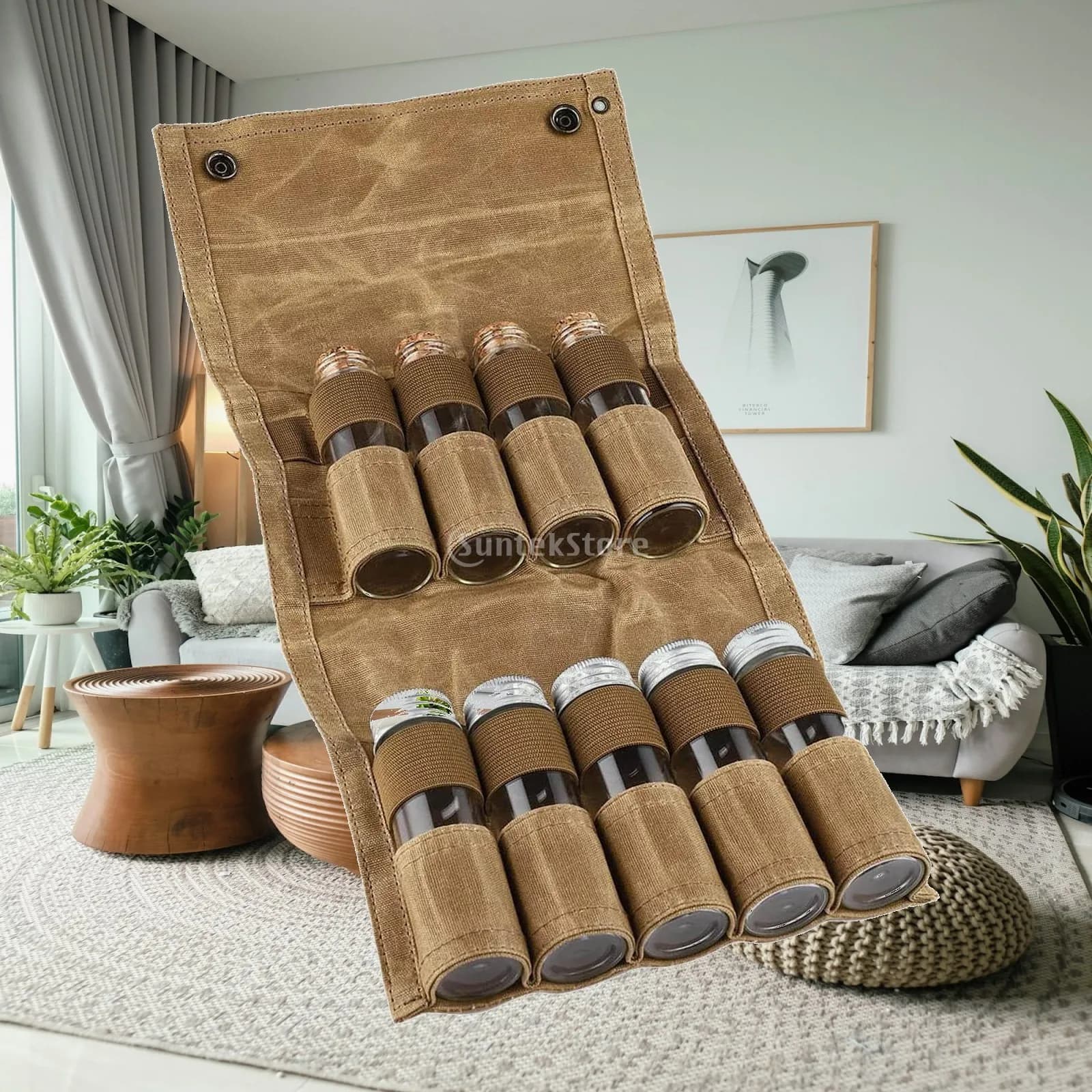 Seasoning Bottle Storage Bag Spice Jar Set Condiment Dispenser Organizer Visible for Picnic Cooking Accessories BBQ Beach Hiking