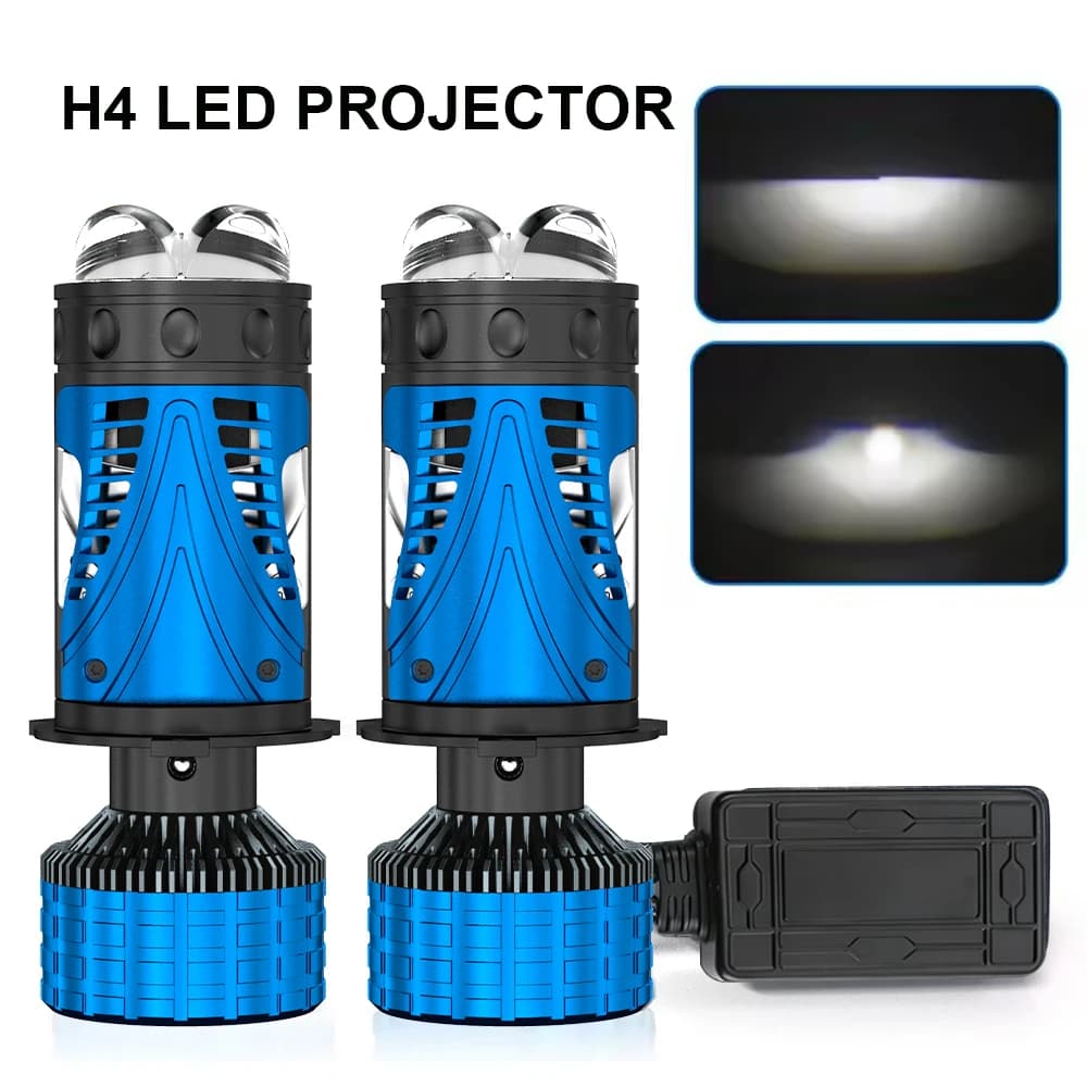 Proiettore a LED H4 Bi Mini da 8800W 6500K con lente, lampadina per auto con ventola turbo, lampada a LED Plug and Play per auto e moto 12V