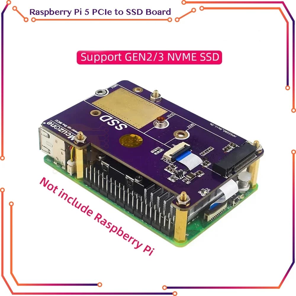 Raspberry Pi 5 PCIe to M.2 NVMe SSD Support Gen2/3 Format 2230 2242 2280 PCIE SSD expansion card for Pi5 RPi 5