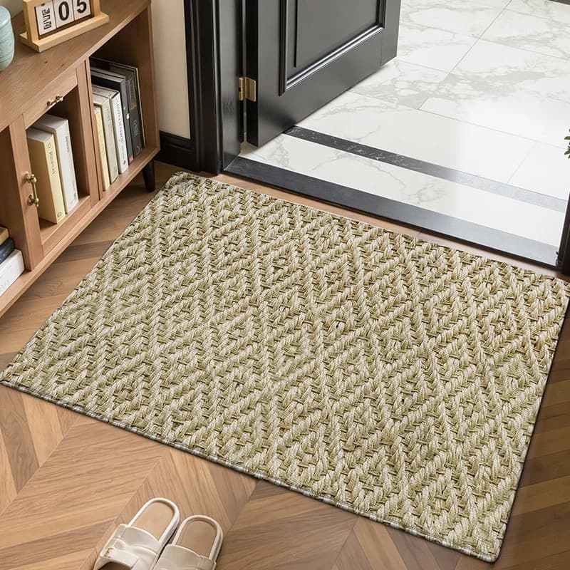 Newest Solid Woven Pattern Texture Doormat Simulated Rattan Non Slip Wear Resistant Household Entry Rug
