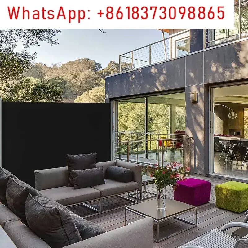 Gazebo Laterale Retrattile con Telaio in Alluminio, Schermo Privacy e Tettoia, Adatto per Balcone e Terrazza, Protezione Solare, Tenda Impermeabile B