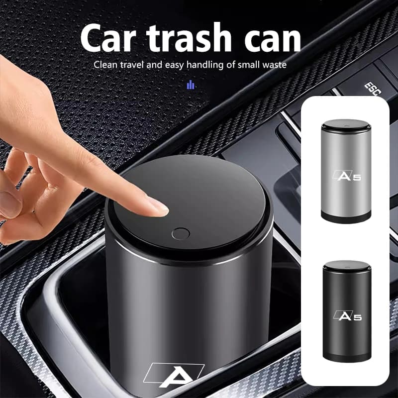 Alloy Car Trash Can Box Storage Organizer Rubbish Bin For Audi A1 A3 A4 A5 A6 A7 A8 S3 S4 RS5 RS6 RS7 S7 QS5 B6 B7 B8