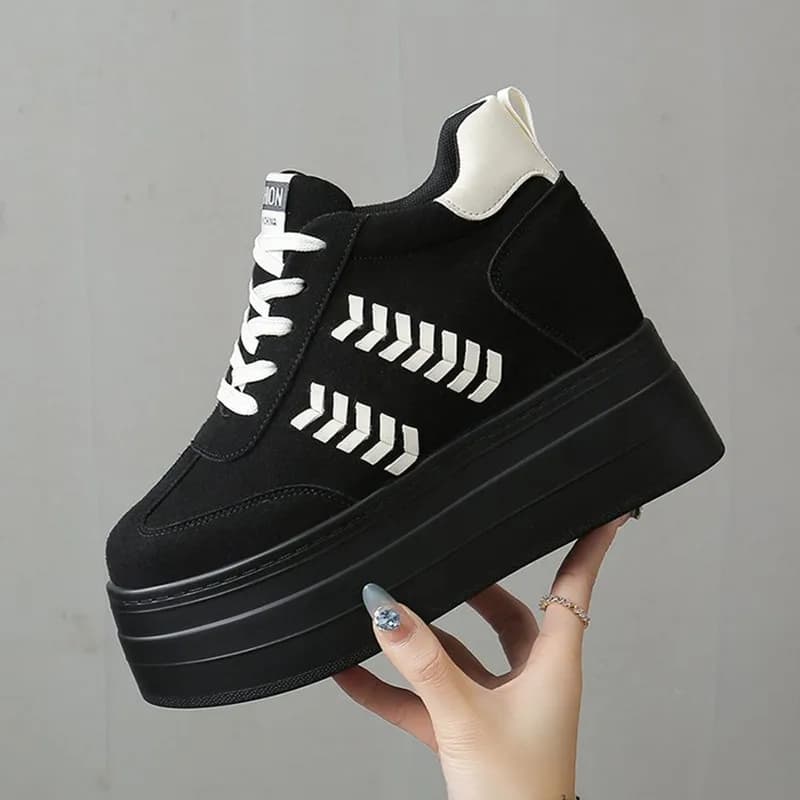 Nuove Scarpe Vulcanizzate di Lusso in Pelle Scamosciata 10CM 2026, Sneakers Chunky da Donna Primaverili, Mocassini Comodi, Scarpe Casual Sportive con Piattaforma