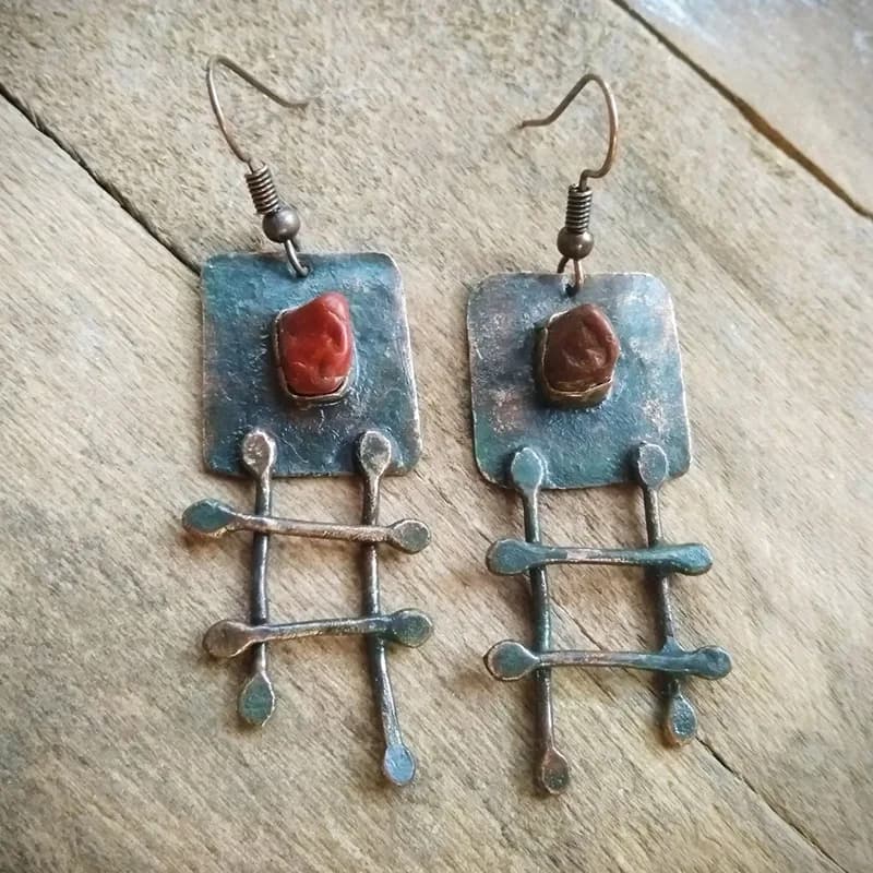 Orecchini pendenti quadrati in stile vintage Palace Style, design unico da donna, accessori per feste e vacanze, gioielli
