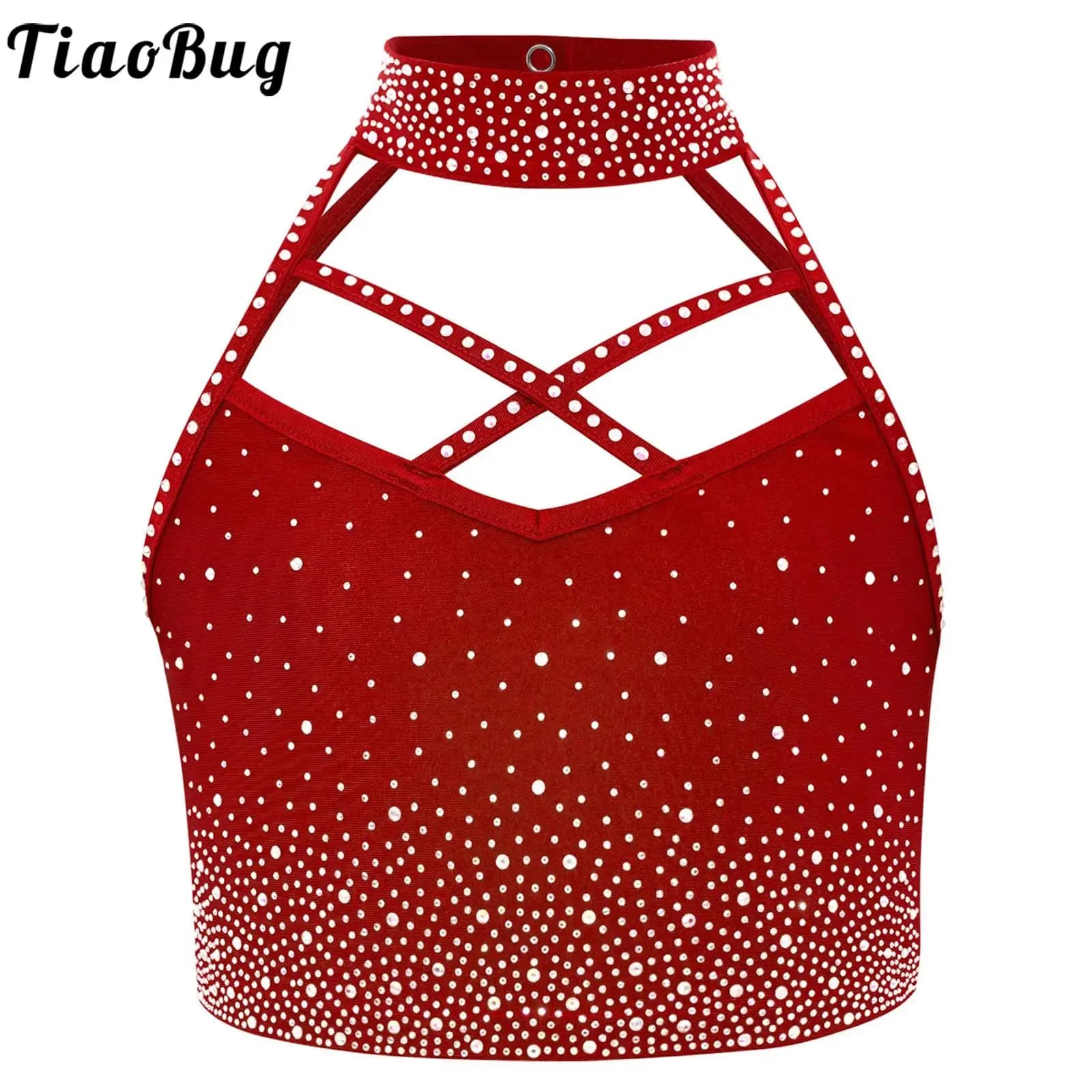 Gilet corto senza maniche per bambina con strass scintillanti per danza, per pattinaggio artistico, balletto, ginnastica, costume da spettacolo