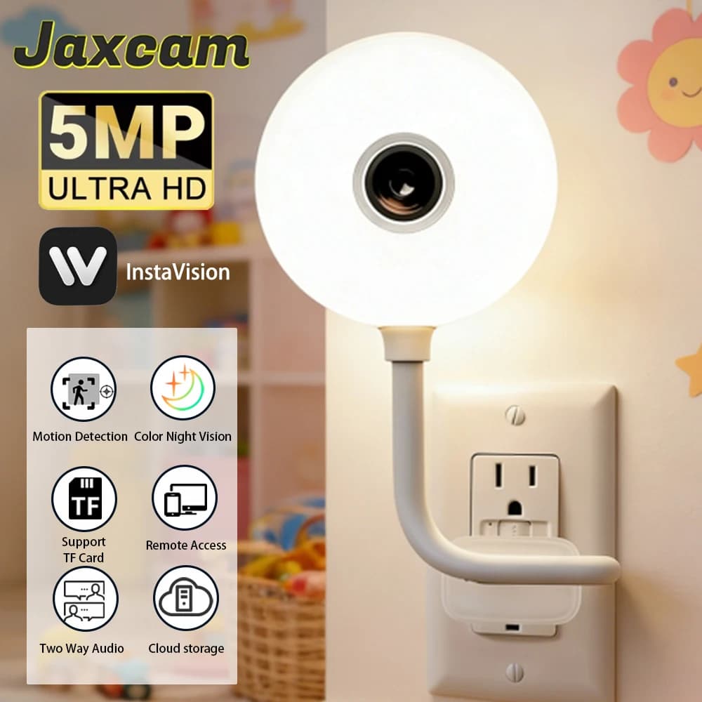 2K 5MP Telecamera Wi-Fi USB a Forma di Lampadina, Videocamera di Sicurezza per Interni, Monitor per Bambini con Tracciamento Automatico, Telecamera IP Wireless per Sorveglianza