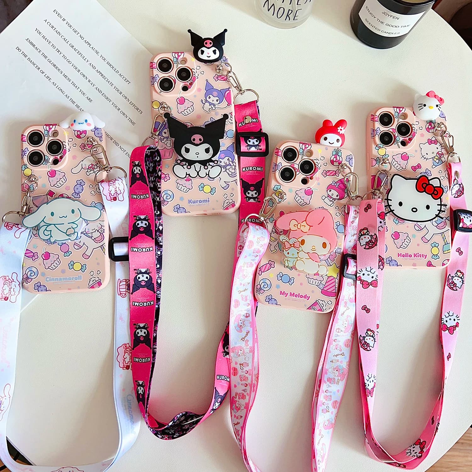 Per iPhone 11 XR Xs 8 7 6 Pro Max mini Plus Custodia Kitty Garden con cordino di supporto
