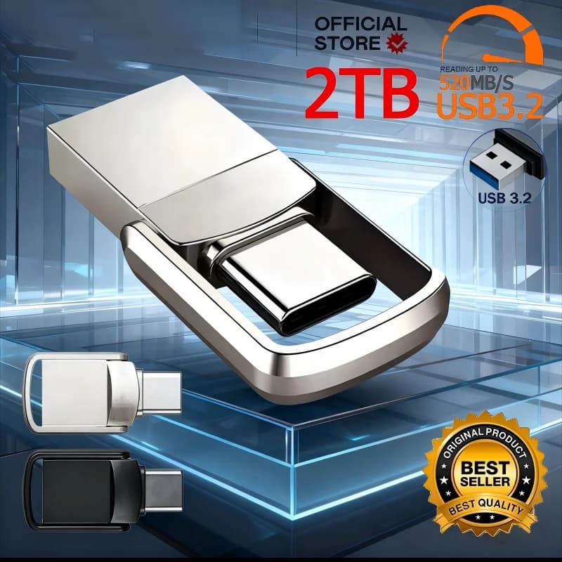 Adattatore USB con Chiavetta Flash 2TB 3.2 Tipo C, Pen Drive 256GB 1TB 2TB, Memoria USB per PC e Smartphone