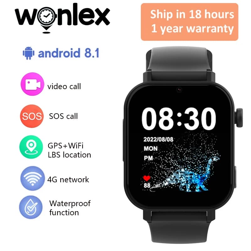 Wonlex KT36 4G Smart Watch Bambini GPS WiFi Localizzatore di posizione Avviso SOS Videochiamata Google Play Store Sport Bambini Smart Watch 2025