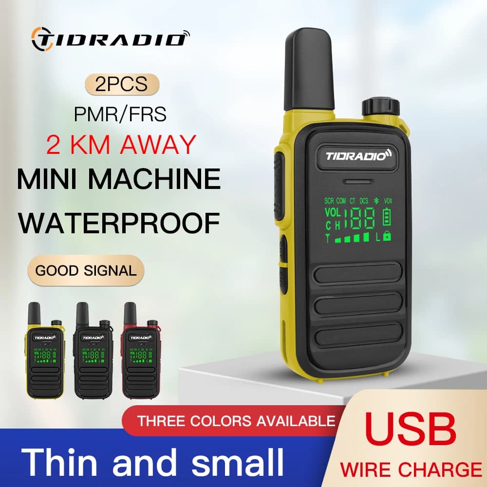 TIDRADIO M11 2PCS PMR/FRS Mini Walkie Talkie portatile IP55 Impermeabile senza licenza NOAA Programmazione wireless Mini radio