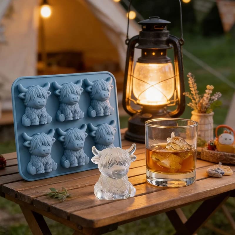Stampo in Silicone per Cubetti di Ghiaccio a Forma di Bovini Highland 3D, Set da 6 Pezzi - Modello Fai-da-Te per Cubetti di Ghiaccio Highland Cattle - Accessorio per Cucina e Bar