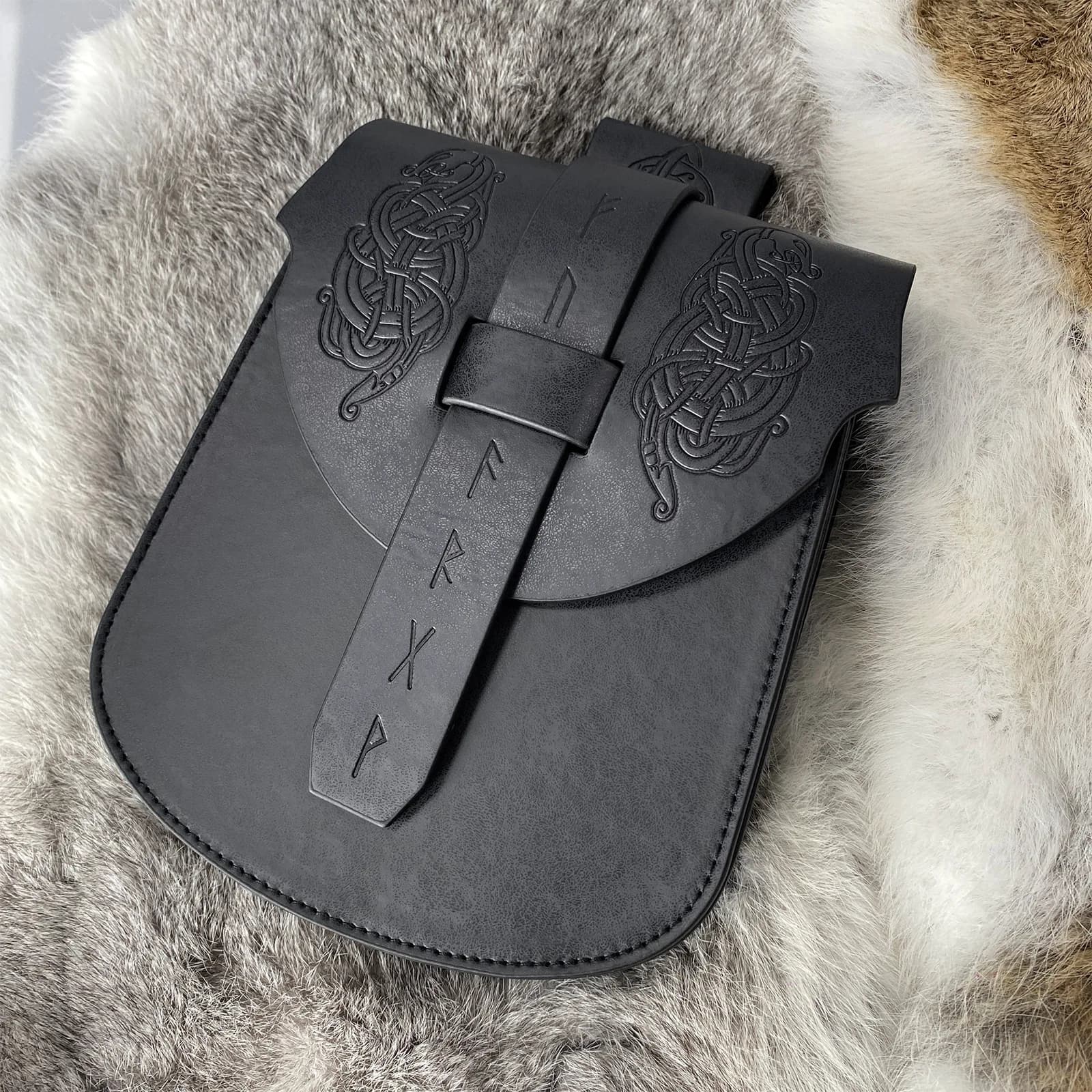 Marsupio da cintura in ecopelle vichinga medievale, marsupio cosplay Bushcraft da donna e uomo
