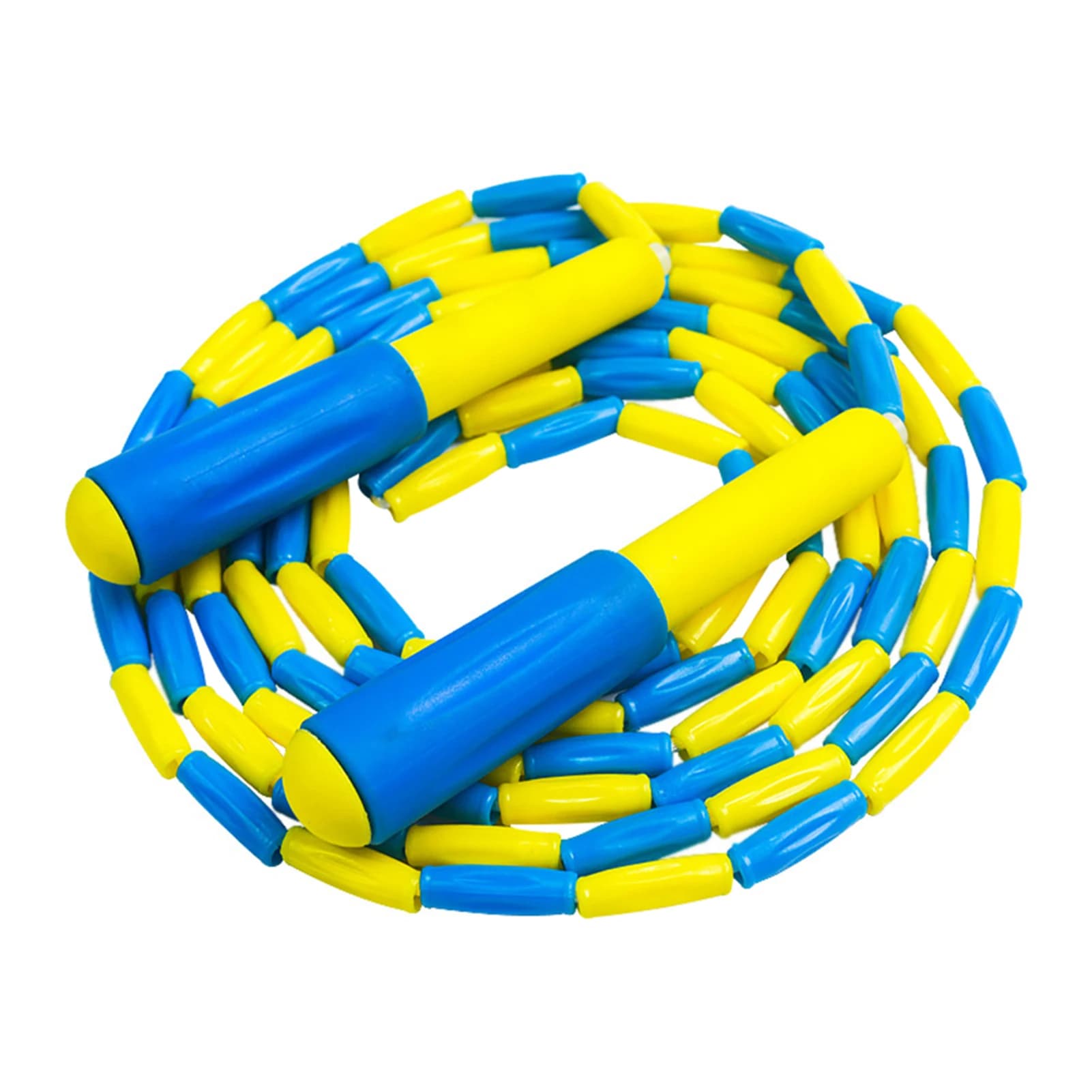 Jumping rod with segmented sleeve adjustable length for children not easy to tangle