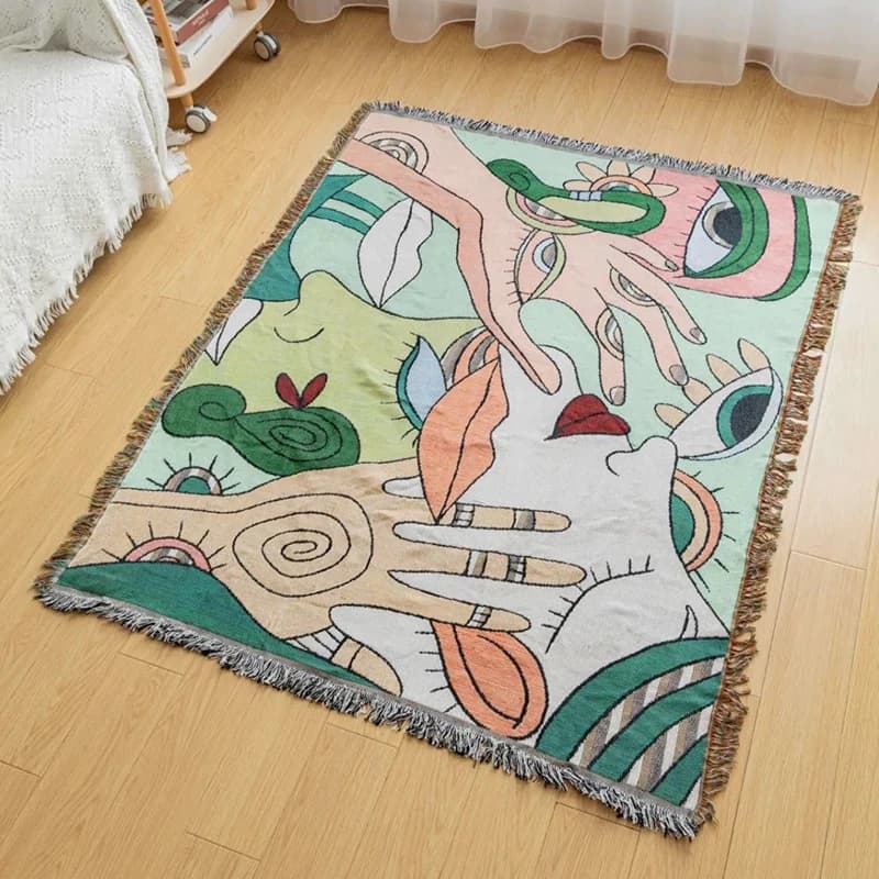 Coperta astratta nordica morbida lavorata a maglia primavera autunno coperte calde per divano biancheria da letto per ufficio copriletto tovaglia copridivano