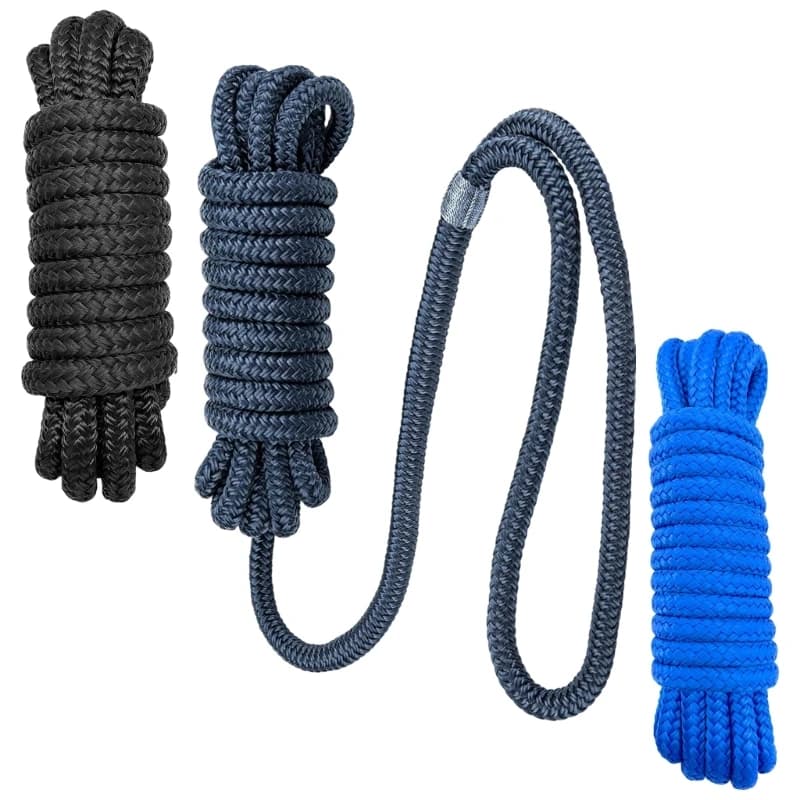 2 Pieces Professional Marine Dock Lines 9.5MM Thick Double Braided Nylon Rope For Secure Boat Mooring 2520LB Workload Capacity