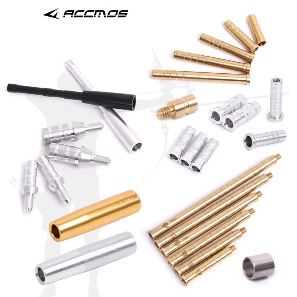 12 pz Inserti per Frecce in Alluminio/Rame ID 3.2/4.2/6.2/8.0 MM, Pesi e Nock PIN Misura S/L, Accessori Fai da Te per Tiro con l'Arco