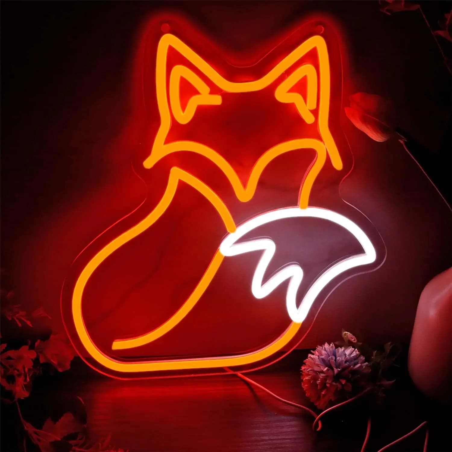 Insegna al Neon LED a Forma di Volpe, Decorazione da Parete per Casa, Negozio, Camera da Letto, Soggiorno, Atmosfera Romantica, Simbolo di Agilità e Buona Fortuna, Regalo Artistico