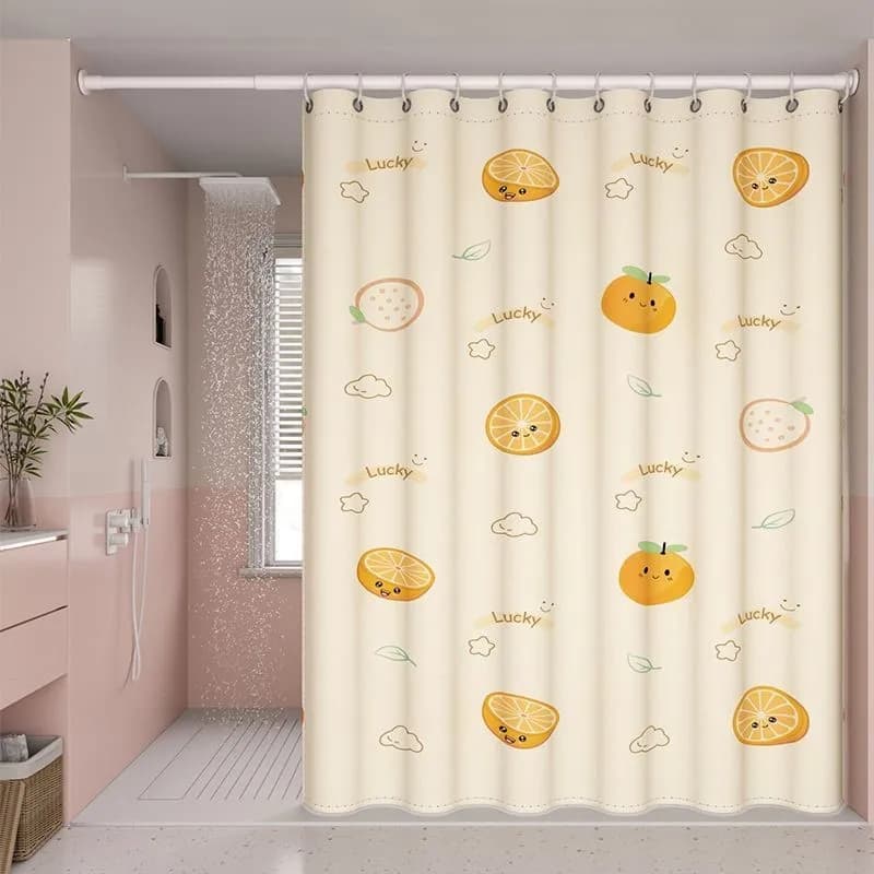 Tenda da bagno impermeabile in tessuto antimuffa, tenda oscurante per WC senza fori, tenda divisoria per doccia senza asta ZI725