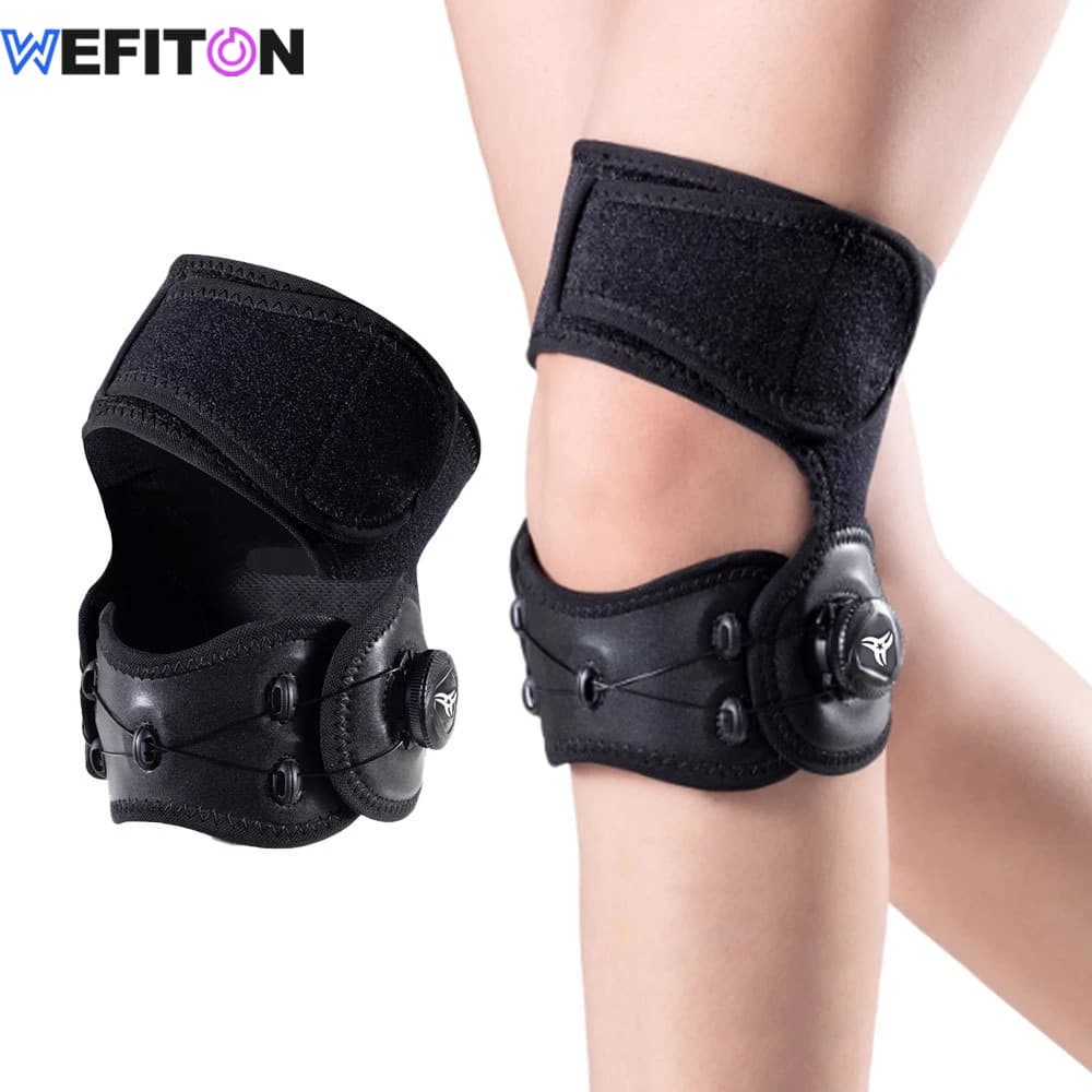 WEFITON qPCS Tutore di supporto per ginocchio con manopola regolabile - Stabilizzatore tendine rotuleo per alleviare il dolore in corsa, sport e squat, donne uomini