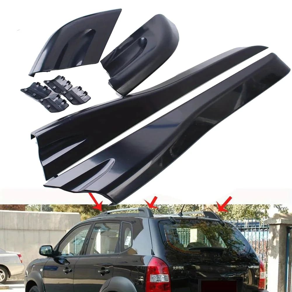 Per Hyundai Tucson 2004 2005 2006 2007 2008 Auto Tetto Rails Rack Copertura Della Gamba Tappo Estremità Della Copertura Della Protezione Nero Lucido Esterno 8PCS