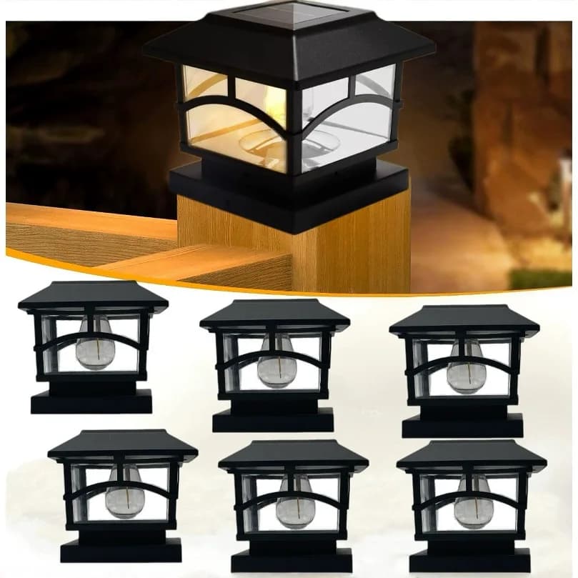 Luci Solari per Pali, Lampada da Esterno per Recinzioni e Terrazze, Luci LED Impermeabili per Pali da Giardino e Patio, 4x4, 5x5, 6x6