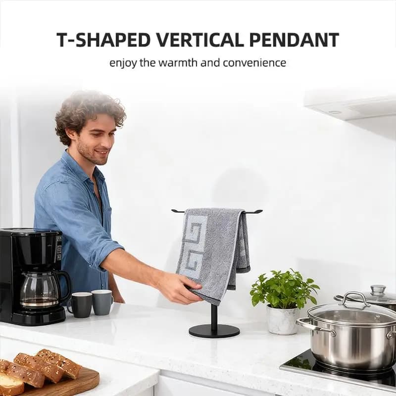 Portasciugamani a T in Acciaio Inossidabile - Supporto per Asciugamani da Bagno e Cucina - Porta Asciugamani da Appoggio