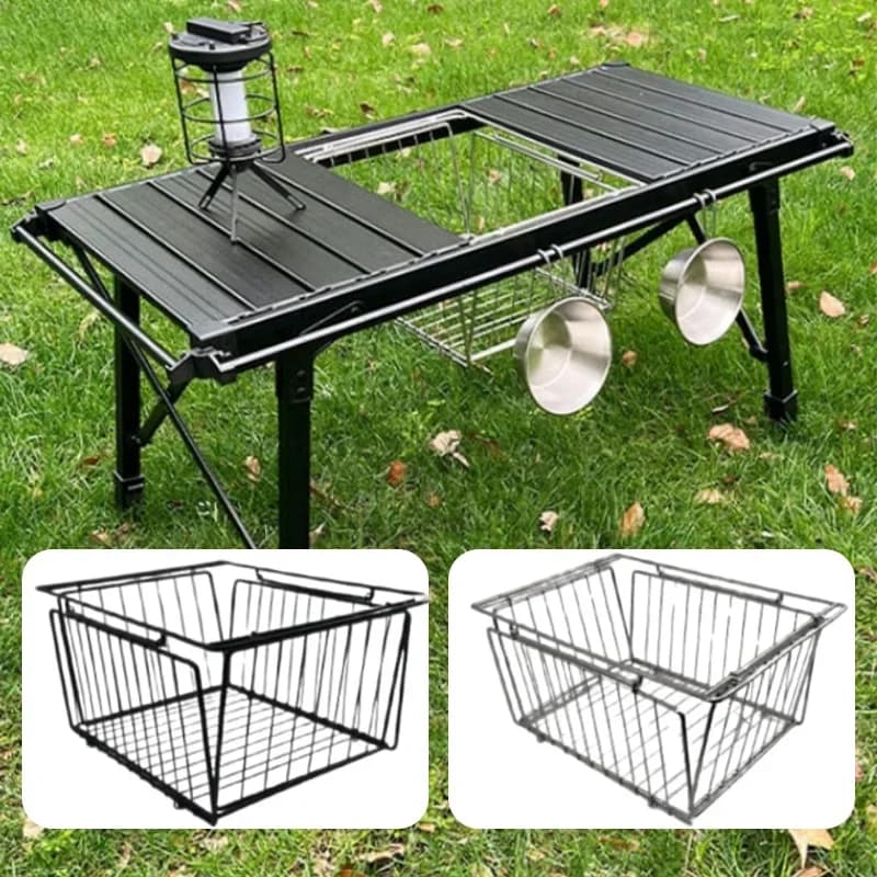 Cesta IGT pieghevole, 1 unidad, escurridor Igt, cesta mesa Camping Igt acero inox, accessori mesa IGT portatili leggeri