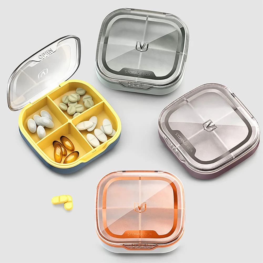 Scatola Portapillole con 4/6 Scomparti, Contenitore da Viaggio per Medicinali, Organizzatore Portatile Mini per Separazione Farmaci