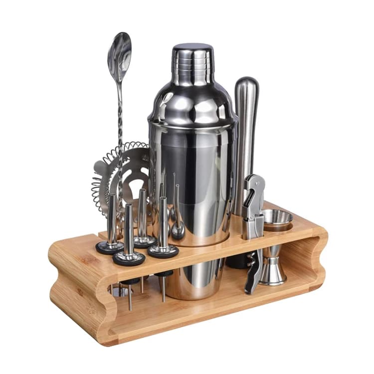 12pcs Mixology Bartender Kit Bartender Barware Stainless Steel Cocktail Shaker Set with Stylish Bamboo Stand