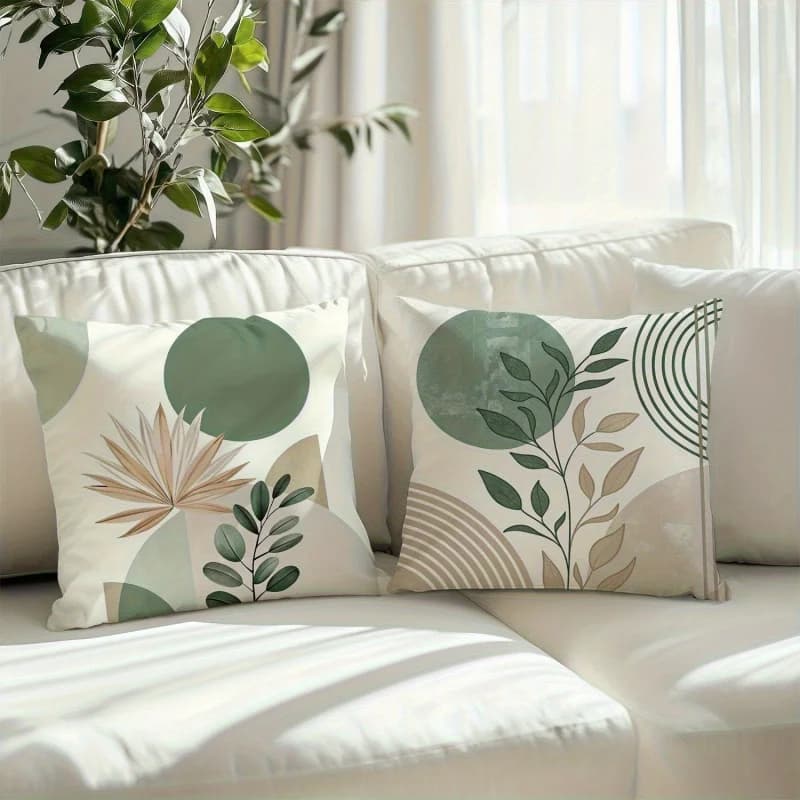 VIKAMA Fodera per cuscino decorativa moderna con motivo astratto vegetale, per divano camera da letto/soggiorno, lavabile