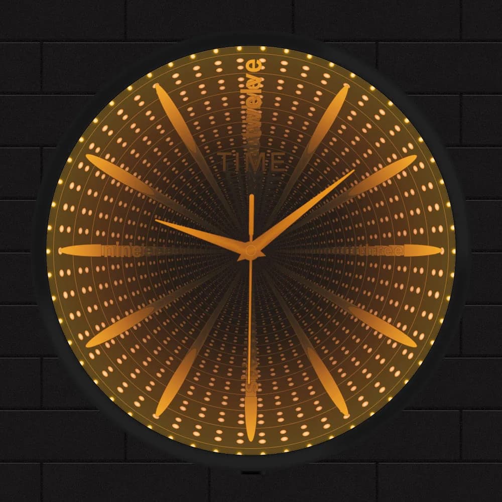 Orologio da Parete Luminoso a Specchio Infinito Interstellare, Lampada da Notte da Comodino, Design Moderno, Decorazione per la Casa, Insegna Luminosa al Neon, Orologio Silenzioso