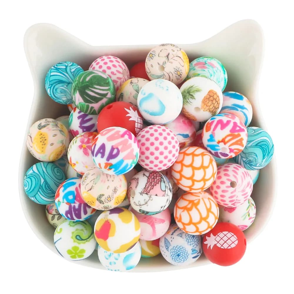 Perline rotonde con stampa leopardata 15MM 5 pezzi/set perline per creazione di gioielli accessori per gioielli collana portachiavi fai da te