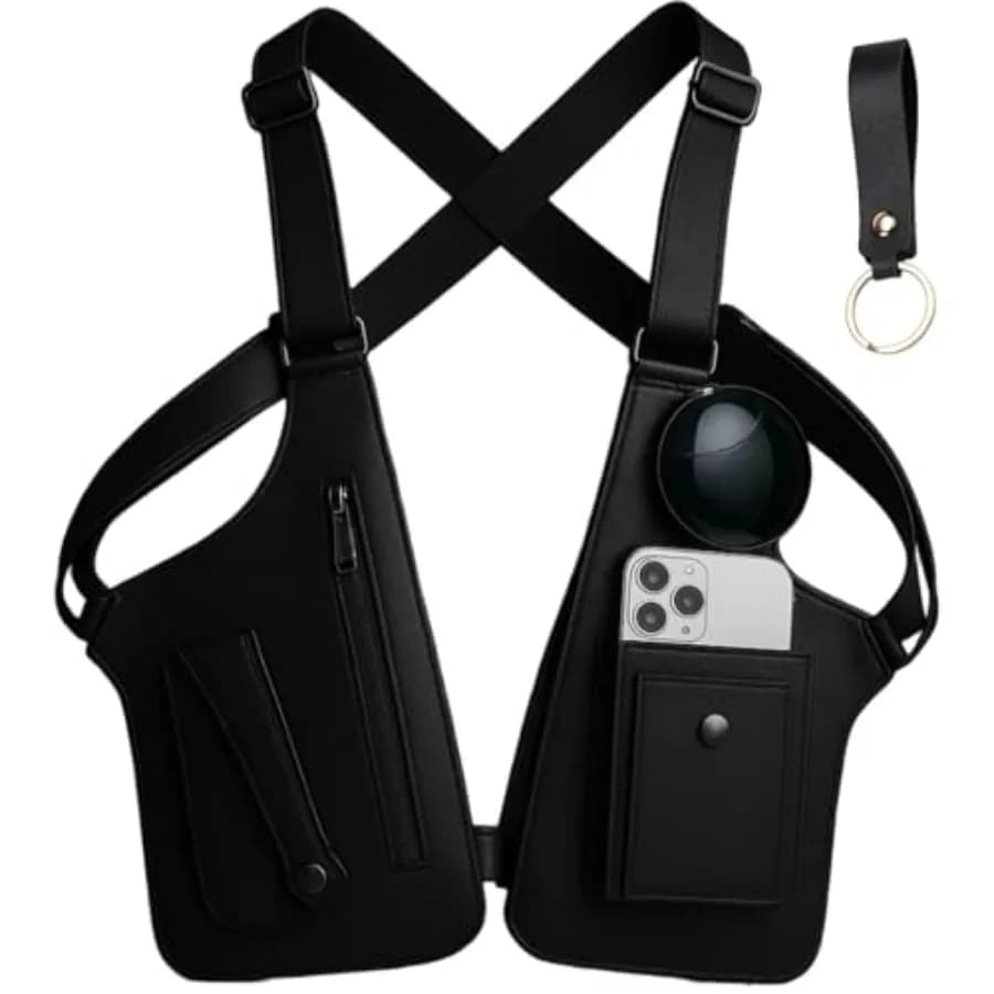 Borsa a Tracolla in Pelle Premium, Borsa a Doppia Tracolla Sottobraccio, Fondina Antifurto con Tracolla Nascosta Regolabile, Portafoglio Sottobraccio