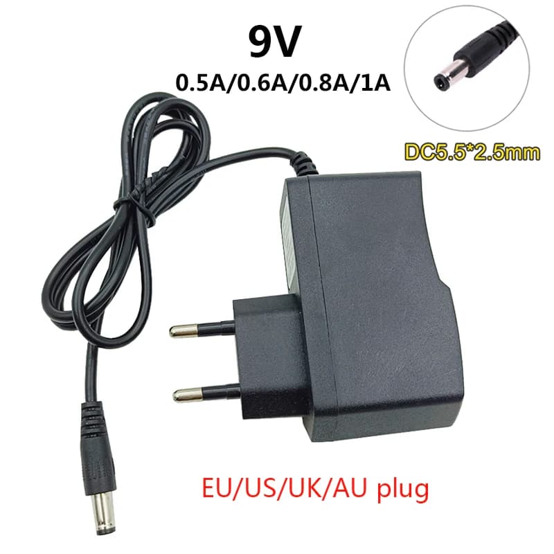 Alimentatore CC 9 V 9 V 1a 0,5 A 0,6 A 0,8 A 1 A Adattatore CA/CC 500 mA 600 mA 800 mA 1000 mA Adattatore di alimentazione universale EU US UK AU Spina