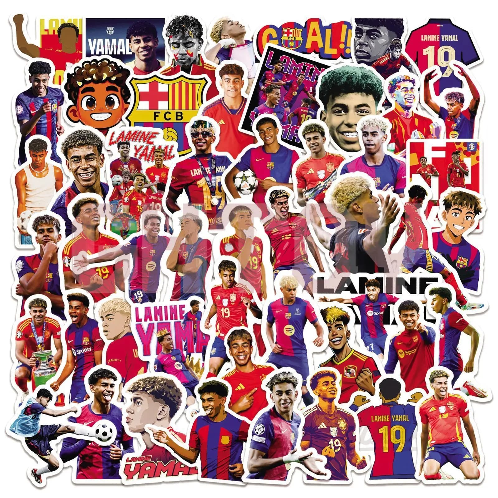 50Pcs Lamine Yamal Football Stickers Soccer Star Waterproof Decals for Car Laptop Phone Water Bottle Notebook Journal DIY Decor