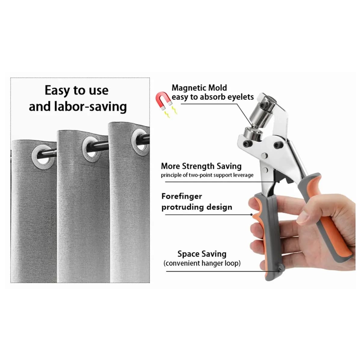 Kit Pinze per Occhielli A24I 10mm - Set di Pinze Manuale per Occhielli in Pelle, Tela, Abbigliamento Fai-da-te e Anelli per Teloni