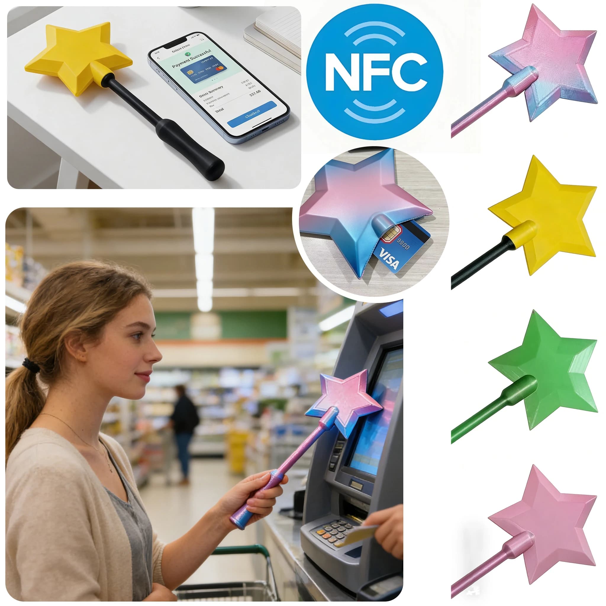 Bacchetta Magica Stampata in 3D, Accessorio Creativo NFC per Pagamenti Contactless, Porta Carte di Credito Portatile e Leggero, Ideale per l'Uso Quotidiano
